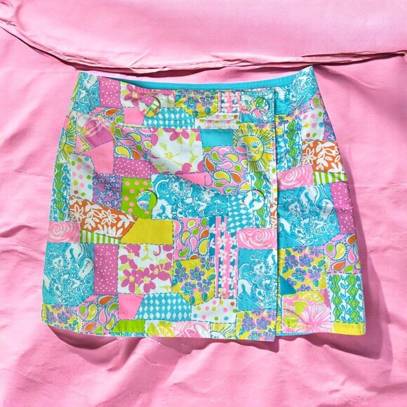 LILLY PULITZER Womens Multi Patchwork Reversible Skirt Sz 4 - Picture 1 of 11